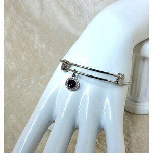Halle Joy Silver Tone Purple Crystal Incircled By Clear Chrystals Bangle Bracele